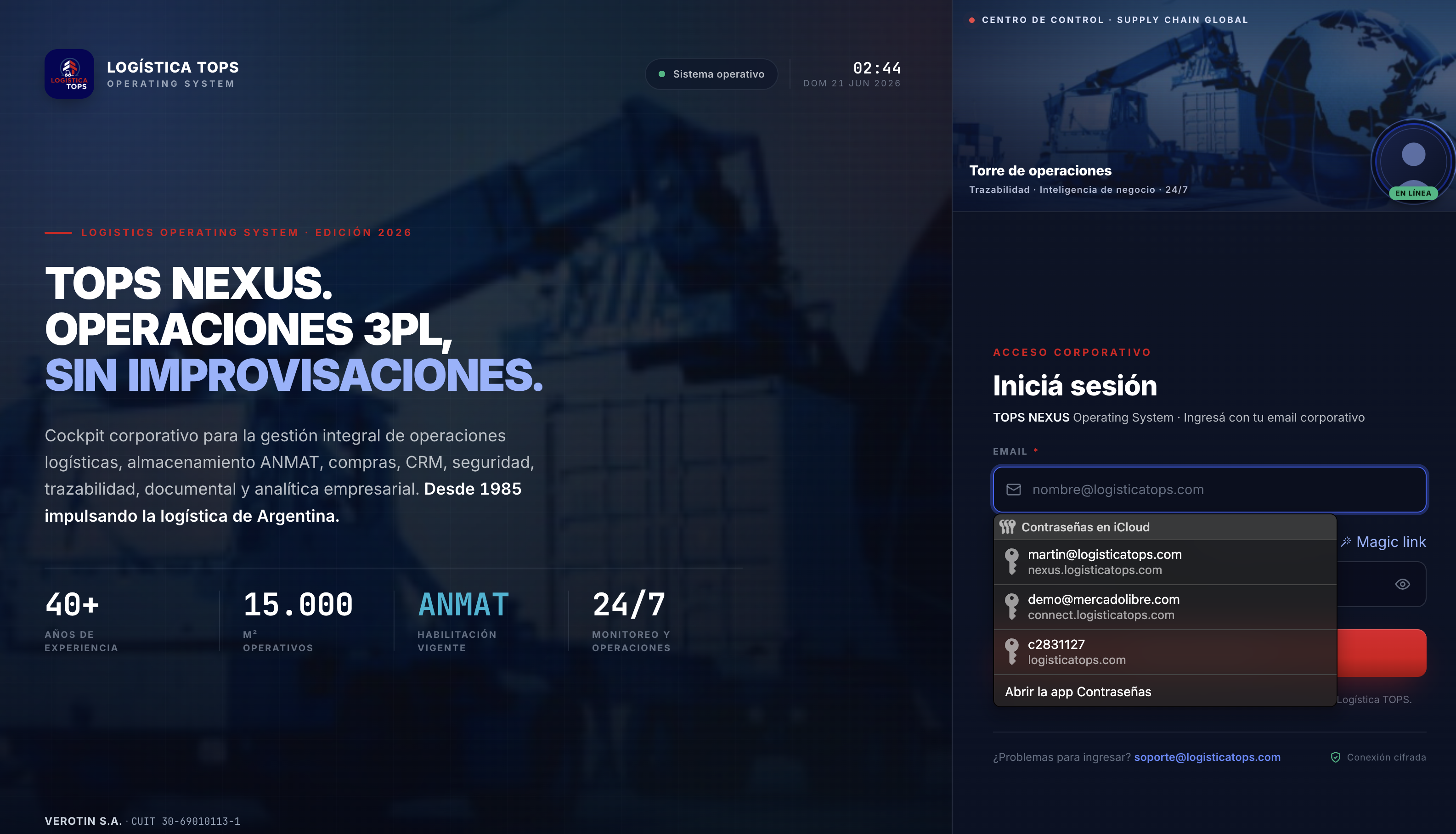 TOPS Nexus — Acceso corporativo